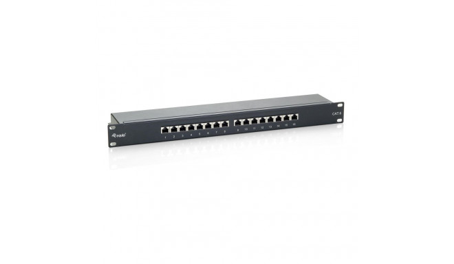 Equip Patchpanel CAT6 16 Port black 19" (1HE)