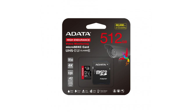 Memory Card - ADATA High Endurance 512GB MicroSDXC UHS-I 100MB/s Read 85MB/s Write