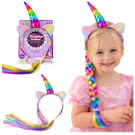 vikerkaarevärvilised patside punumiseks mõeldud ükssarviku sarvega juuksed