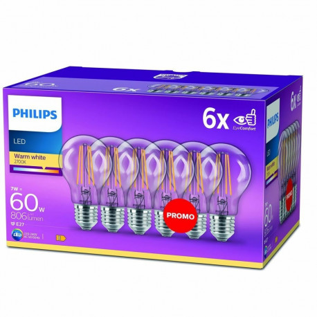 LED-lamp Philips Bombilla Läbipaistev E 60 W (2700k)