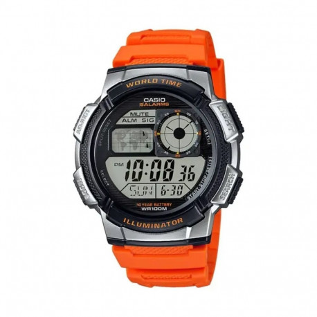 Meeste Kell Casio WORLD TIME ILLUMINATOR Oranž (Ø 43 mm)