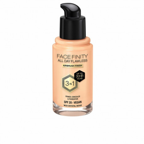 Crème Make-up Base Max Factor Face Finity All Day Flawless Nº W33 Crystal beige W33-Crystal Beige Sp