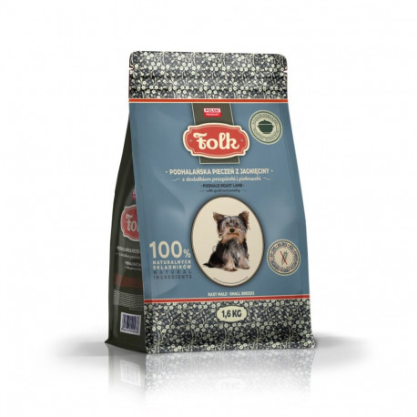 FOLK väikestele tõugudele podhale stiilis lambapraad vutikese ja peterselliga kuiv koeratoit 1,6kg