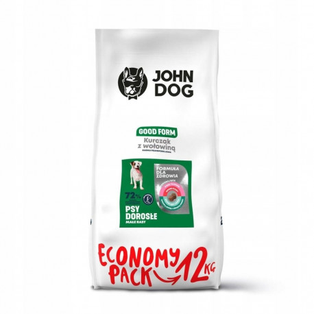 JOHN DOG Good Form väikestele tõugudele kana veiselihaga kuiv koeratoit 12kg