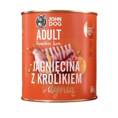 JOHN DOG lambaliha küüliku ja kõrvitsaga märg koeratoit 800g