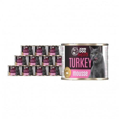 JOHN DOG kassidele mousse kalkun – märg kassitoit – 12x200g