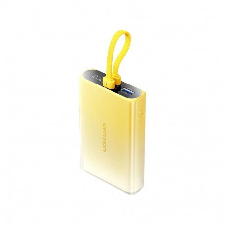 Vention 10000mAh power bank with LED display, USB-C + Lightning + USB-A, 22.5W (yellow)