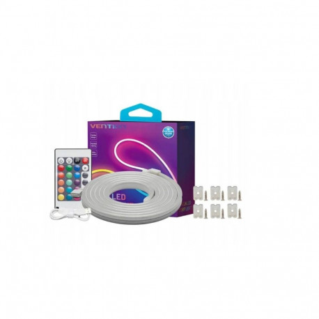 Vention silikoonist neoon LED riba IR-puldi ja 12V DC toiteallikaga, 5m