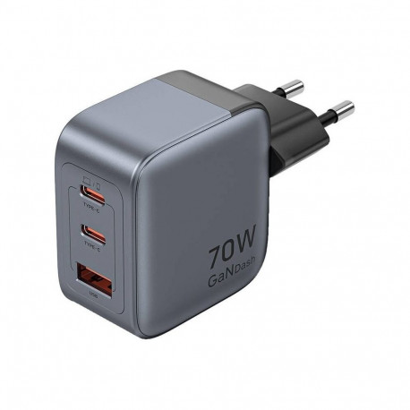 Vention 70W GaN PD Charger 1x USB-A 2x USB-C BK