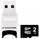 Silicon Power карта памяти SD micro 2ГБ + USB адаптер