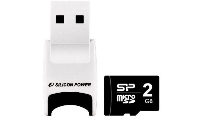 Silicon Power memory card microSD 2GB + USB reader