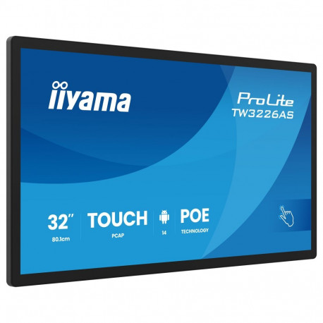 80,1cm/31,5" (1920x1080) iiyama ProLite TW3226AS-B3P 16:9 VA 8ms 60Hz HDMI USB LAN PoE VESA kõlar mu