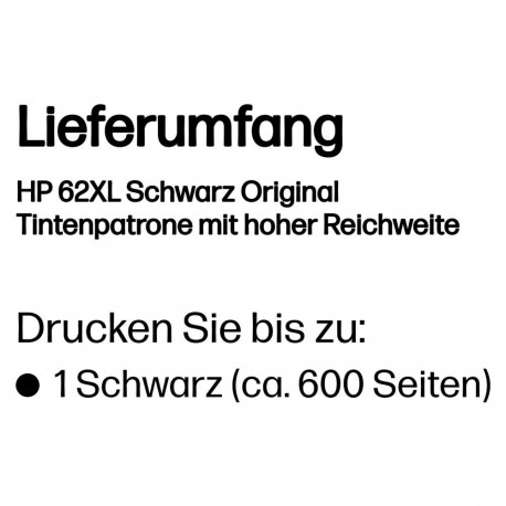 "HP Tinte 62XL C2P05AE schwarz bis zu 600 Seiten"