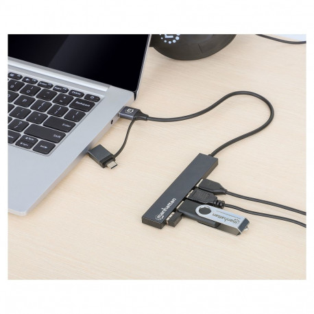 "MANHATTAN Kombo-Hub 4Port USB 3.0 Typ-C/Typ-A 4xUSB-A Buchse"