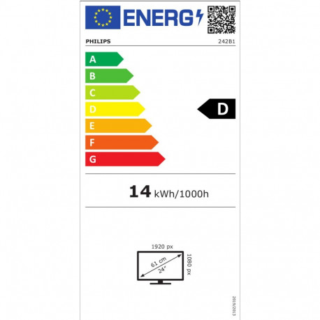 "Philips 60.5cm (23.8"") 242B1 16:09 DVI+HDMI+DP+USB Webcam"