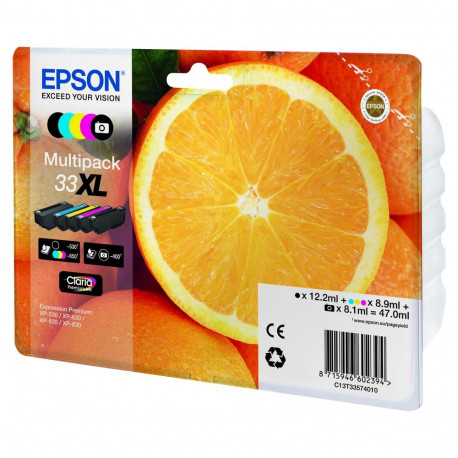 "Epson Tinte 33XL C13T33574011 5er Multipack (BKMCY/Schwarz Foto) bis zu 650 Seiten"