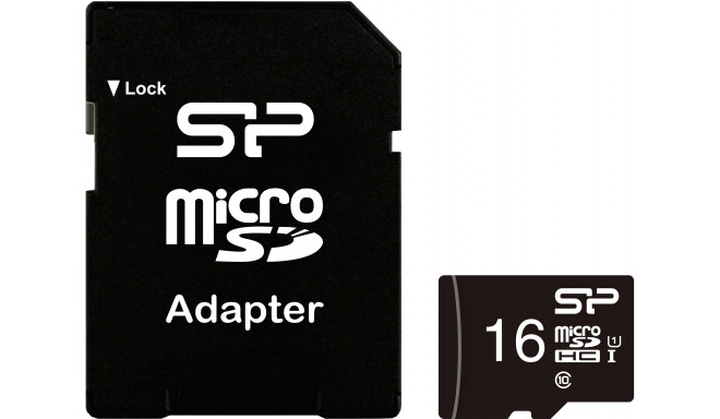Silicon Power memory card microSDHC 16GB Class 10 + adapter