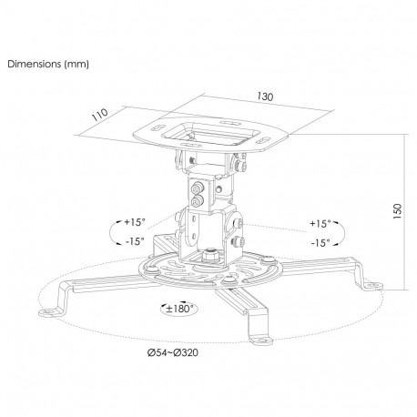 "Equip Beamer Deckenhalterung universal bis 13.5kg schwarz retail"