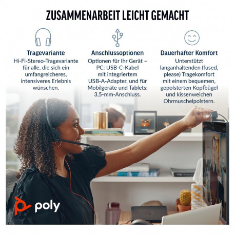 HP Poly Blackwire C3325 stereo peakomplekt USB-C/A & 3.5 mm