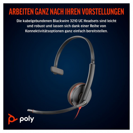 HP Poly Blackwire C3210 mono peakomplekt USB-C/A