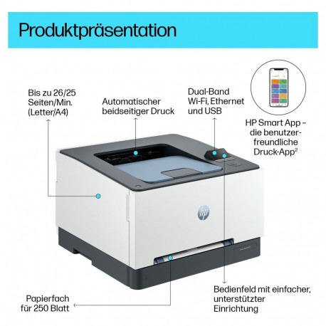 "FL HP Color LaserJet Pro 3202dw Farblaserdrucker A4 25 S./Min. LAN WiFi Duplex"