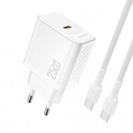 Dudao A27CEU PD 25W GaN USB-C Wall Charger with USB-C Cable - White
