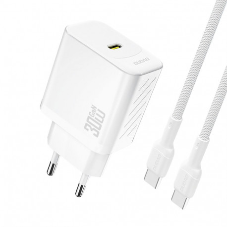 Dudao A27PCEU PD 30W GaN USB-C Wall Charger with USB-C Cable - White