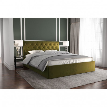 Pesukastiga voodi Pier 200x200 cm, oliiviroheline