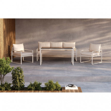 Aiamööbli komplekt CATANIA diivan, laud ja 2 tooli, beež