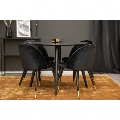 Söögitoa komplekt PLAZA ümarlaud ø100 cm + 4 tooli VELVET, must