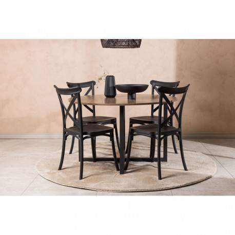 Söögitoa komplekt DURANGO 4 tooliga, pähkel/must