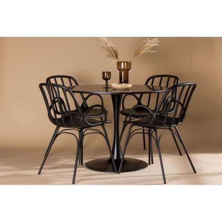 Söögitoa komplekt GLADE&DYRÖN 4 tooliga, must