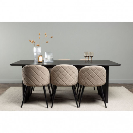 Söögitoa komplekt VAIL 200x100cm 6 tooliga, must/beež