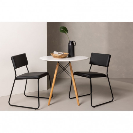 Söögikomplekt DANBURI ümmargune laud + 2 tooli KENTH, must/valge