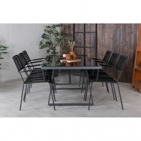 Söögilaud DALLAS ja toolid LINDOS komplekt, must