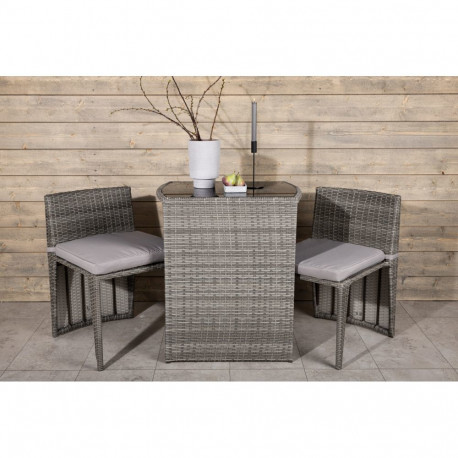 Aiamööbli komplekt SAVANNA laud ja 2 tooli, hall