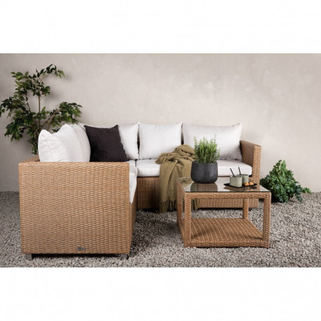 Aiamööbli komplekt VAMOS nurgadiivan, naturaalne