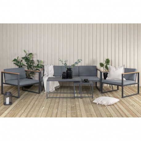 Aiamööbli komplekt DAKAR 3-kohaline diivan, 2 tugitooli ja 2 lauda, must