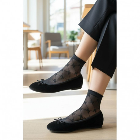 SOKISAHTEL LIVIA musta värvi lipsumustriga õhukesed sokid 444