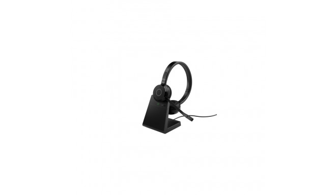 Jabra Evolve 65 TE MS Stereo Link390a Wireless Headset, Bluetooth, USB-A, Charging Stand, Black