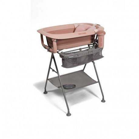 Twistshake luxury bath kit foldable baby bathtub with bath stand pink 79145