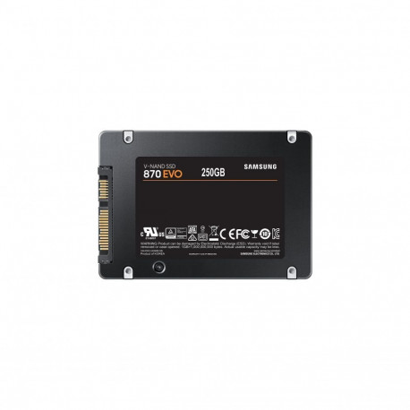Samsung SSD 870 EVO 250 GB, SSD form factor 2.5", SSD interface SATA III, Write speed 530 MB/s, Read