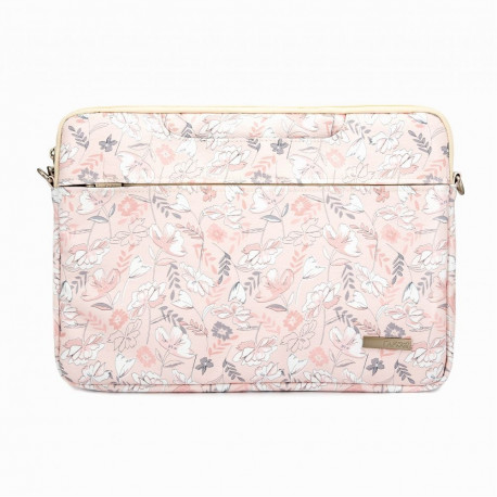 iLike 13-14 Inches Fabric Laptop Bag With Strap Flower Pink