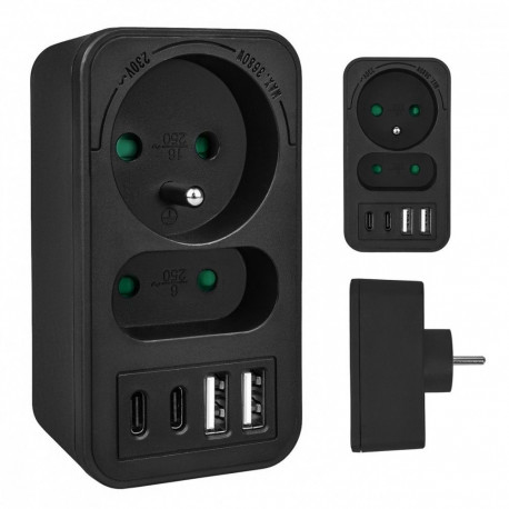 Maclean MCE249 2-way Power Socket Splitter (French/Belgian Standard)