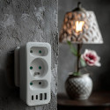 Splitter 3-socket MCE248 F/W 2xUSB-A 2xUSB-C white