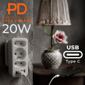Splitter 3-socket MCE248 F/W 2xUSB-A 2xUSB-C white