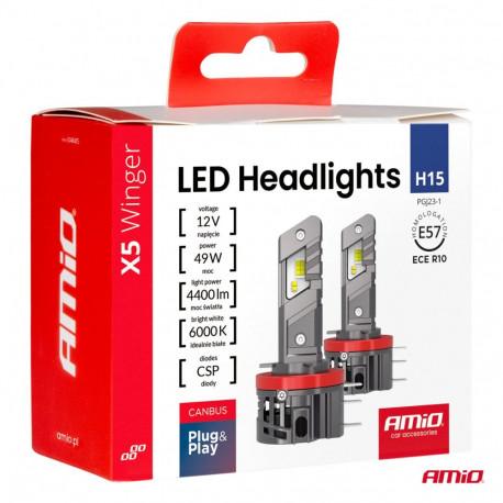 LED pirnid 2tk H15 49W 6000K canbus