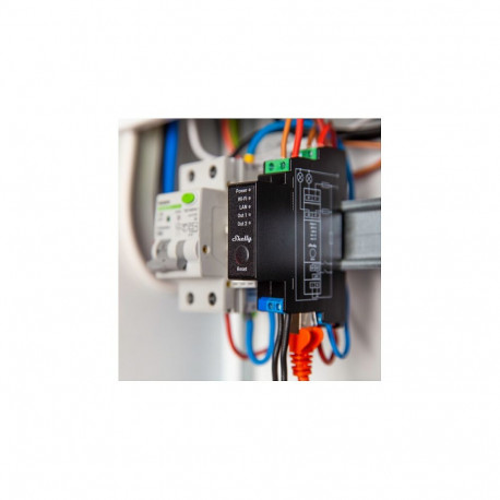 Shelly Pro 2PM WLAN LAN Max. 25A 2-kanaliga 1-faasiline BT mõõtmisfunktsiooniga relee DIN-liistule