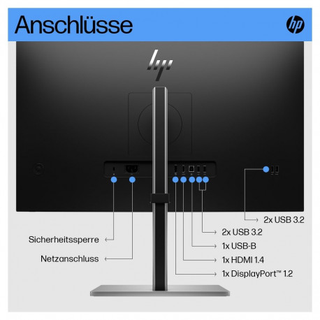 "68,6 cm/27"" (1920×1080) HP E27 G5 16:9 IPS 5 ms 75 Hz HDMI DisplayPort USB-Hub VESA Black"