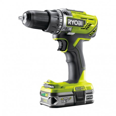 Ryobi ONE+ cordless drill/driver R18DD3-215S, 18Volt (green/black, 2x Li-ion battery 1.5Ah)